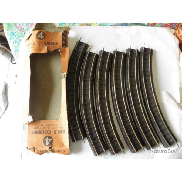 4 rail courbes jouef en boite + 2 rails courbe ballast �lectriques  HO