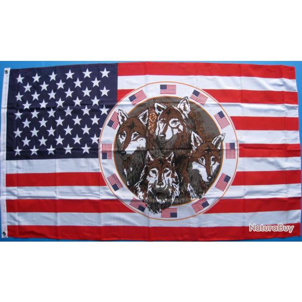 DRAPEAU  USA / LOUP - Ref015