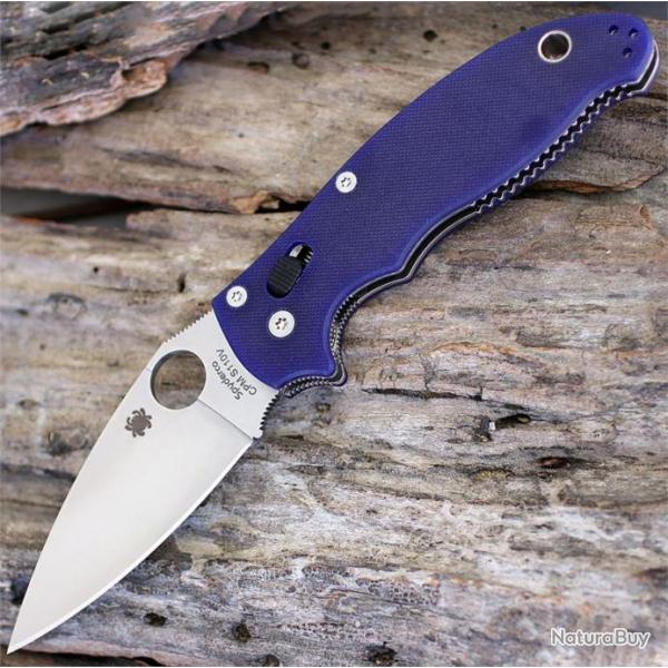 Couteau Spyderco Manix 2 Acier CPM S110V Manche Dark Blue G-10 Made USA SC101GPDBL2