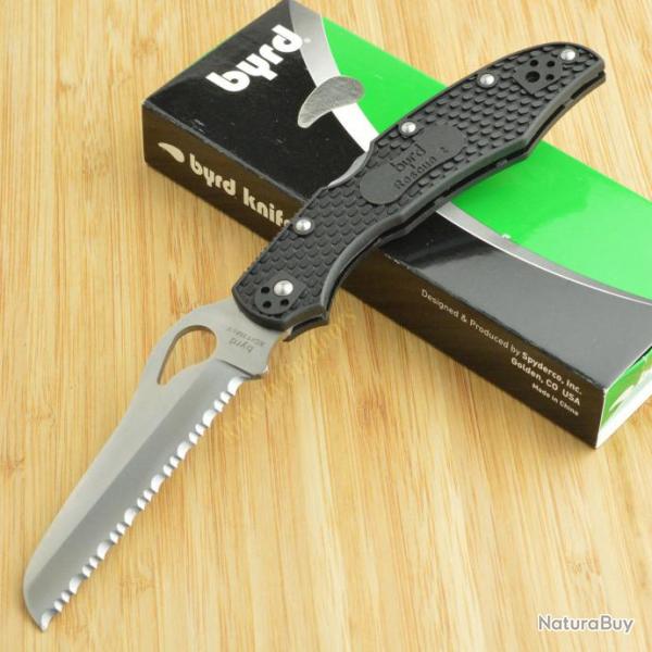 Couteau Spyderco Byrd Cara Cara 2 Rescue Lame Acier 8Cr13MoV Serrated Manche FRN BY17SBK2