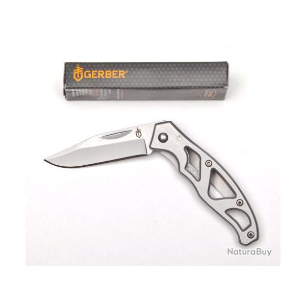 Couteau Gerber Mini Paraframe Framelock Lame Acier Carbone/inox Manche Acier G8485