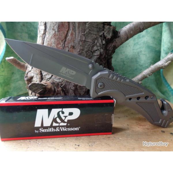 Couteau Smith&Wesson Military & Police Tanto Acier 7Cr17Mov Manche Alu Brise Vitres SWMP11G