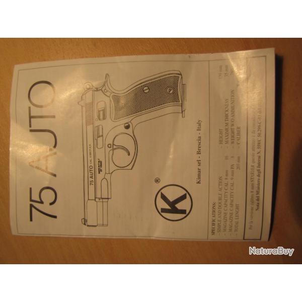 DOC pour Pistolet d'alarme 75 AUTO de KIMAR  (VS)