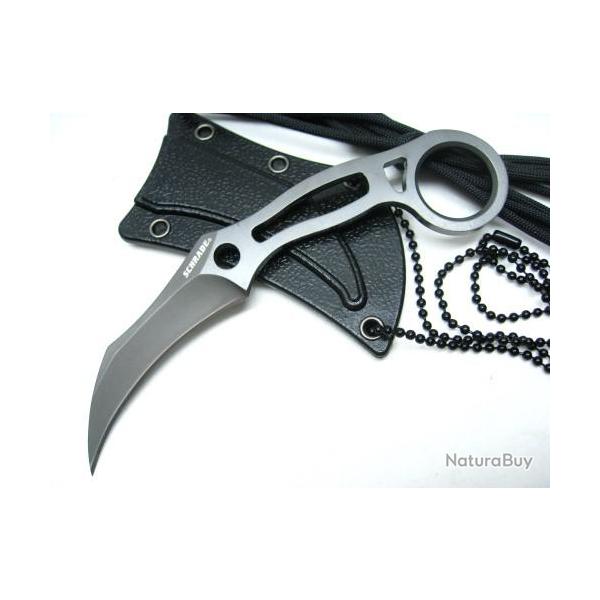 Couteau Karambit Schrade Tactical Lame 9Cr18MoV Manche Squelette Etui Nylon SCH111