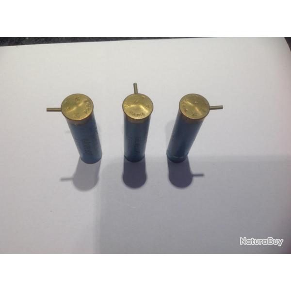 Lot de  3 douilles vides a broche neuf en calibre 24    Bleue. Gevelot.  No 2
