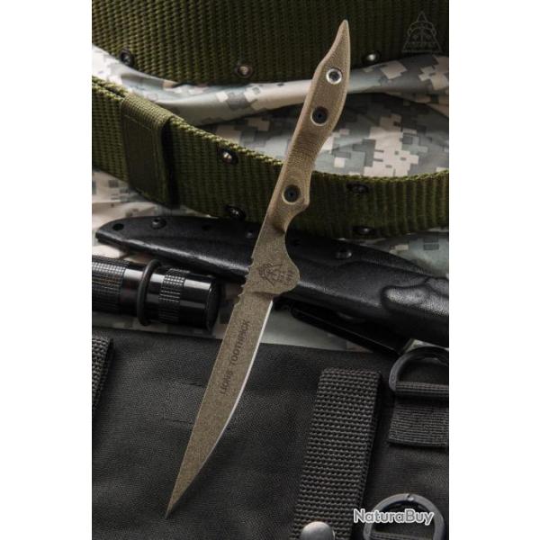 Couteau de Combat Tops Lions Toothpick Acier Carbone 1095 Manche Micarta Etui Made USA TPTOOTH01