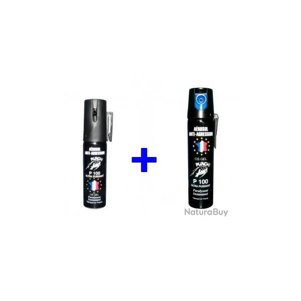 PACK DUO 2 BOMBE LACRYMOG�NE GAZ GEL 25 ML et GAZ GEL 75 ML SUPER PRIX