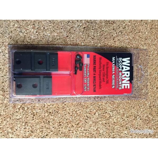Paire d'embase Warne acier Remington 700 , Weatherby MK Vanguard, Howa 1500, Mauser M18, Sauer100