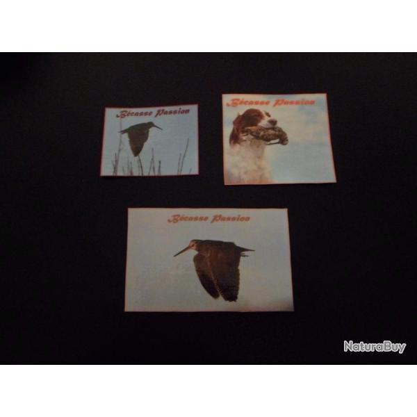 RARE : Lot de 3 magnifiques autocollants "B�casse Passion"