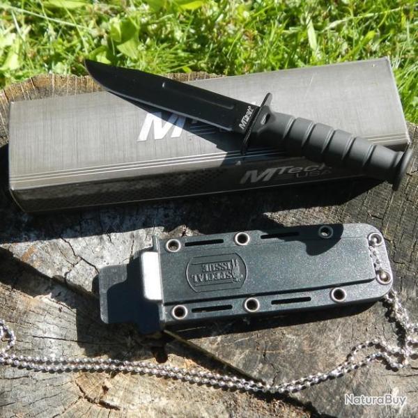 Lot de 3 Couteaux de Cou Tactical Kabai Mtech Acier 440 Fa�on Ka-Bar MT632DB