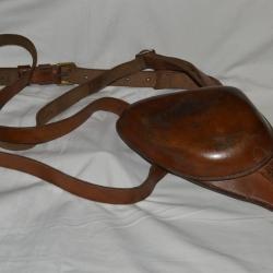 ETUI REVOLVER Mle 1873-CAVALERIE- ARTILLERIE AVEC RARE CEINTURON-FRENCH M.1873 HOLSTER-1914/1918