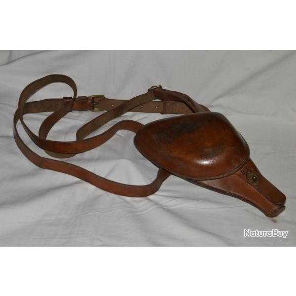 ETUI REVOLVER Mle 1873-CAVALERIE- ARTILLERIE AVEC RARE CEINTURON-FRENCH M.1873 HOLSTER-1914/1918