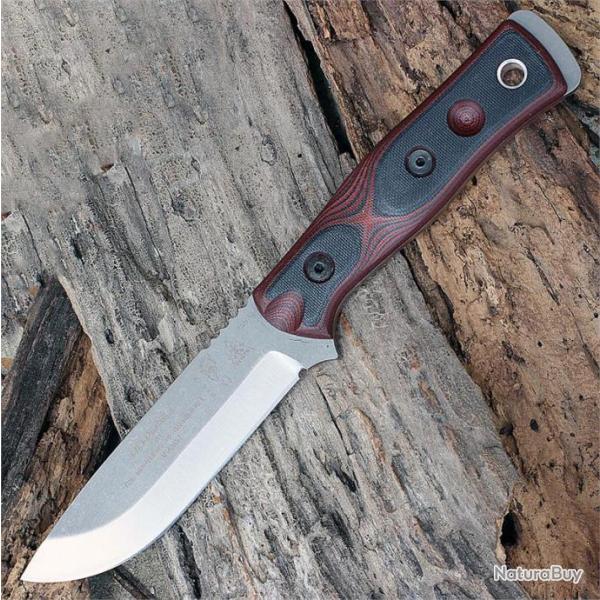Couteau Tops B.O.B. Hunter Brothers of Bushcraft Acier 154CM Manche G-10 Made In USA TPBROS154RB