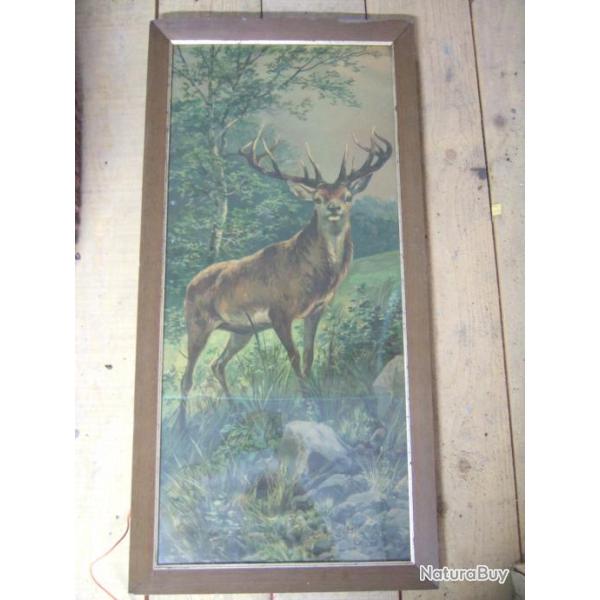 Reproduction d'un dessin encadr� repr�sentant un cerf de face