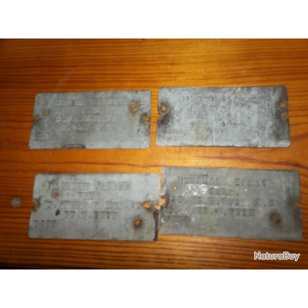 + LOT DE 4 PLAQUES DE CROIX ALLEMANDE WW1