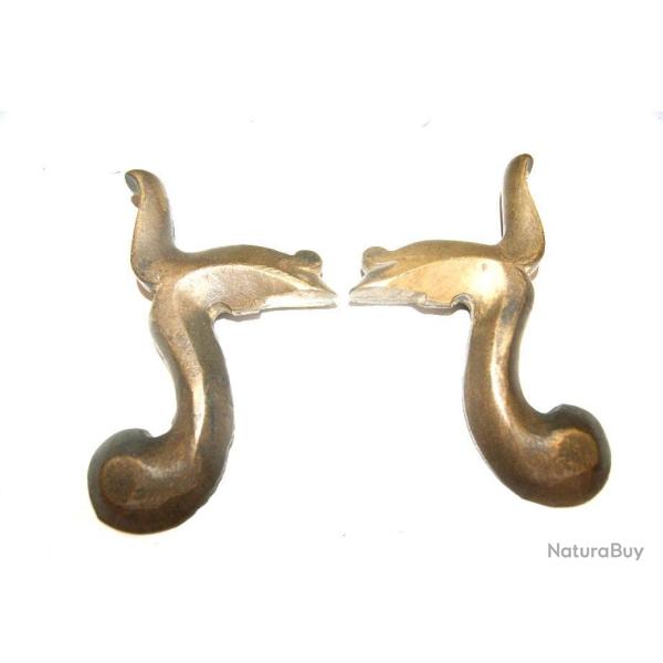 lot paire de chien de fusil en BRONZE de hauteur 14 cm