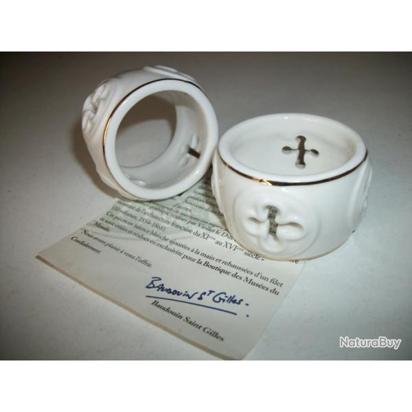 Ronds de serviette - Or sur fa�ence blanche