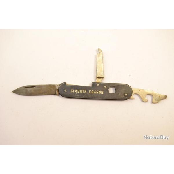 Ancien couteau publicitaire Ciments Ebange, couteau multilame technique
