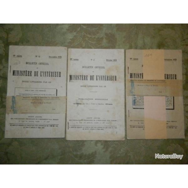 Bulletin Officiel du Minist�re de l'Int�rieur 1925