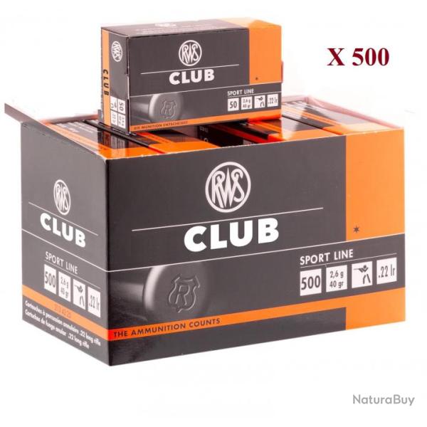 Tirez avec Cartouches 22LR  RWS CLUB  boite de 500