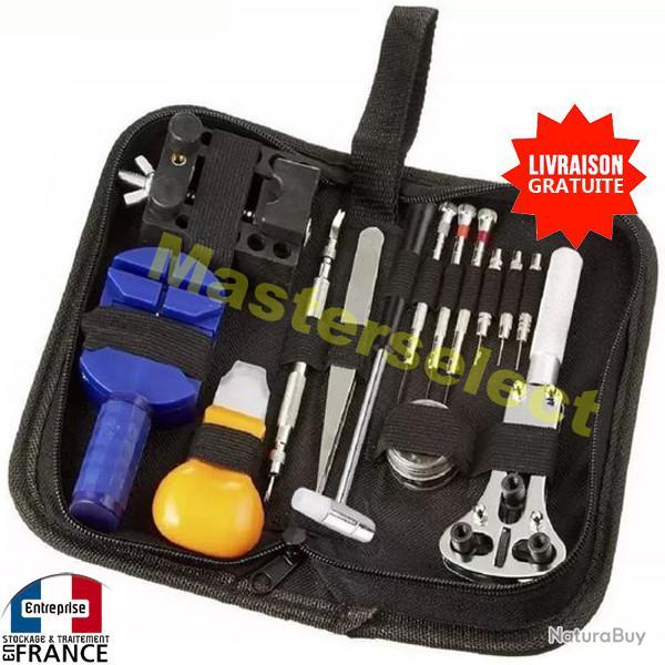 Trousse  outils cle tournevis pour montre bracelet demontage changement pile horlogerie pousse axe