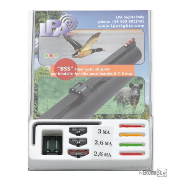 Set mire slug LPA SIGHTS en fibre optique pour fusil adapt� aux bandes de 6 � � 8 mm (BSS)