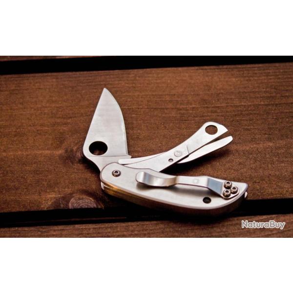 Couteau Spyderco ClipiTool Acier 8Cr13MoV Manche Acier Ciseaux SC169P