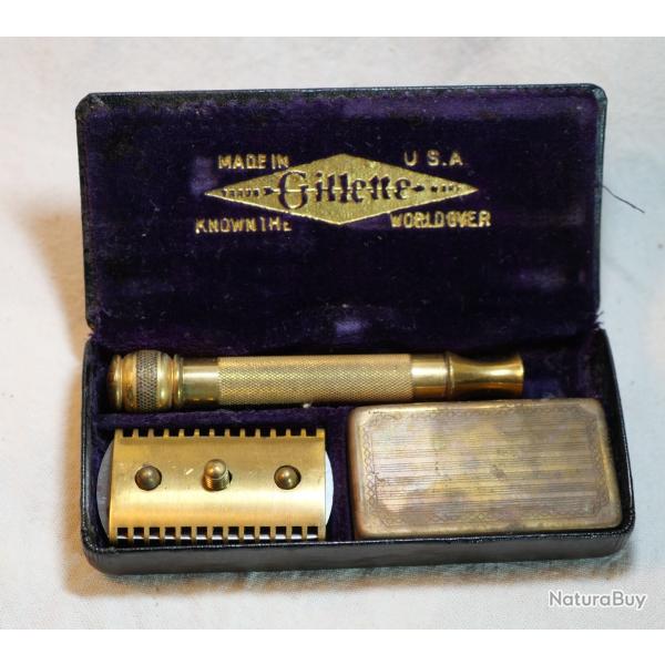 Rasoir coupe choux Gillette KNOW THE WORLDOVER m�tal dor� en boite boxed BER25RAS001