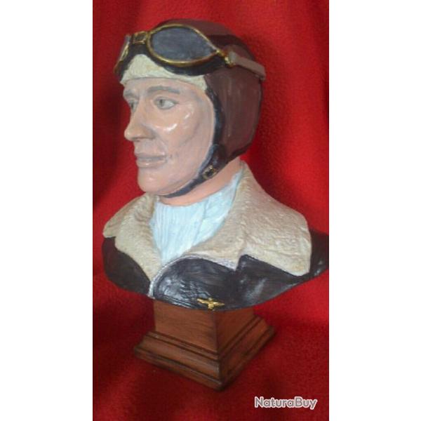 Buste sur socle d'un Aviateur Am�ricain WW2 ( Fabriqu� en Picardie)