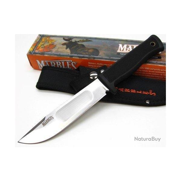 Couteau Tactical Bushcraft Lame Acier Carbone Inox Manche Abs Etui Nylon MR391