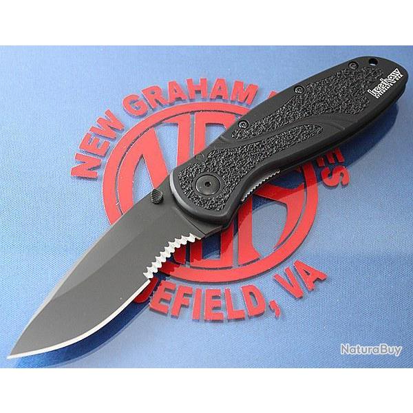 Couteau Kershaw Blur Tactical A/O Acier 14C28N Serr Manche 6061-T6 Made USA KS1670GBBLKST