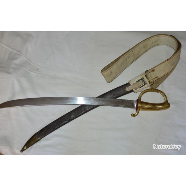 SABRE BRIQUET Mle 1816-INFANTERIE REGIMENTE 4 �me LEGION-EMPIRE-MONARCHIE-DATE 1837-AVEC BAUDRIER