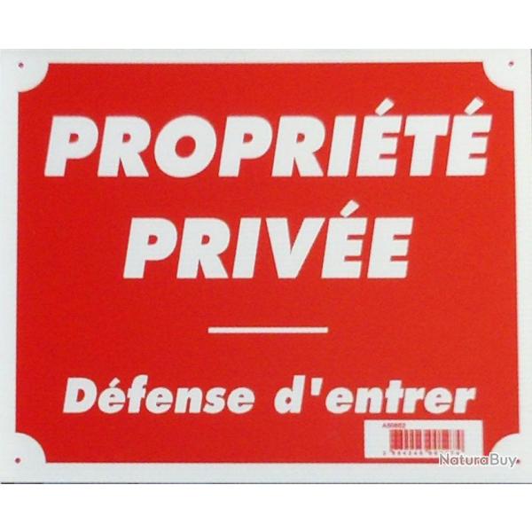 Panneau de signalisation en aluminium Proprit Prive. Dimensions 30 x 25 cm 