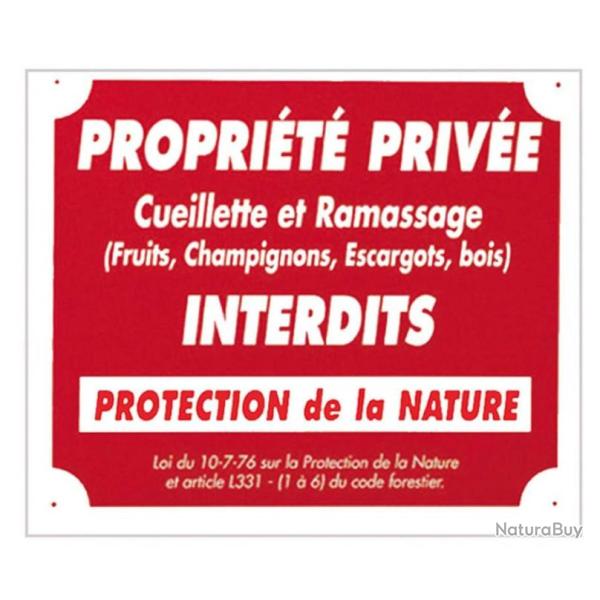 Panneau ''Proprit prive cueillette...'' 30 x 25 cm Aluminium