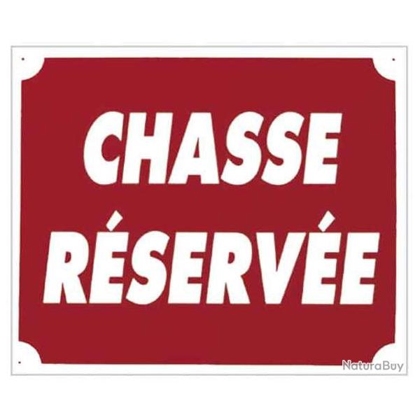 Panneau de signalisation en aluminium Chasse Rserve. Dimensions 30 x 25 cm