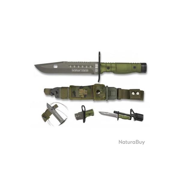 Poignard militaireTACTICAL de Combat VERT avec Etui pour ceinture