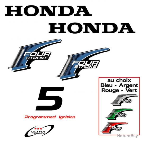 1 kit stickers HONDA bf 5 cv serie 2 pour capot moteur hors bord bateau autocollants decals