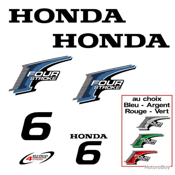 1 kit stickers HONDA bf 6 cv serie 2 pour capot moteur hors bord bateau autocollants decals