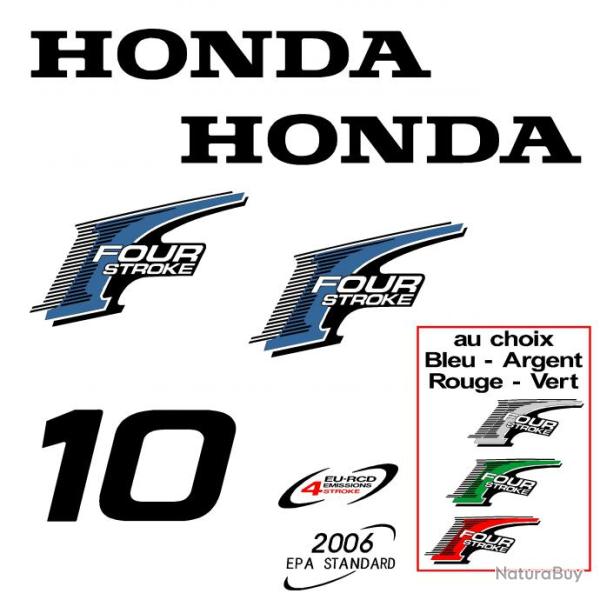 1 kit stickers HONDA bf 10 cv serie 2 pour capot moteur hors bord bateau autocollants decals