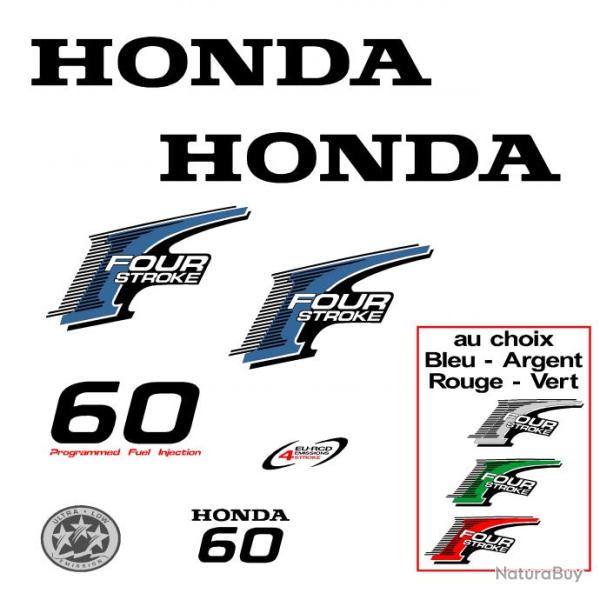 1 kit stickers HONDA bf 60 cv serie 2 pour capot moteur hors bord bateau autocollants decals