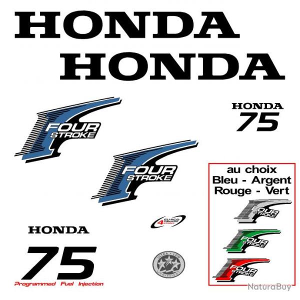 1 kit stickers HONDA bf 75 cv serie 2 pour capot moteur hors bord bateau autocollants decals