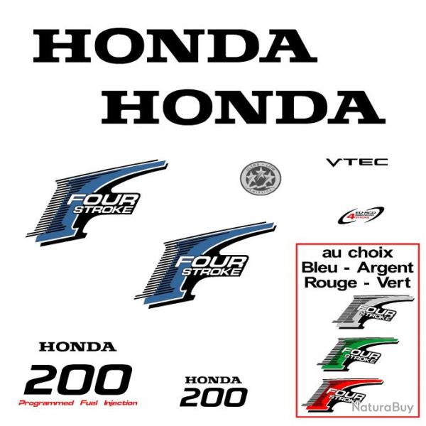 1 kit stickers HONDA bf 200 cv serie 2 pour capot moteur hors bord bateau autocollants decals