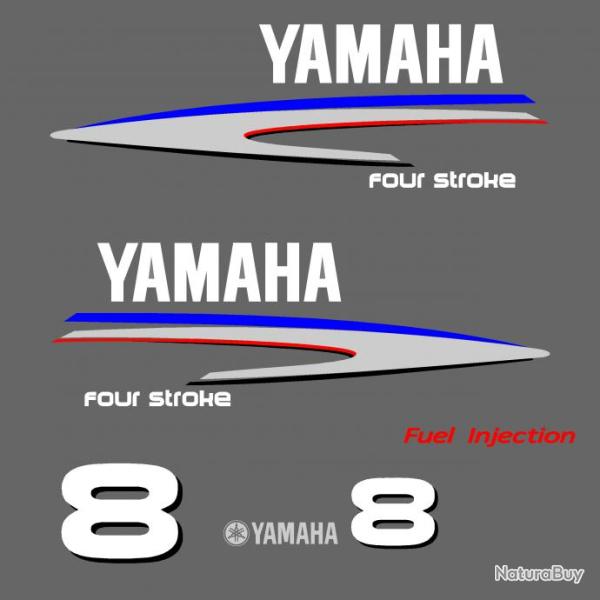 1 kit stickers YAMAHA 8 cv serie 2 pour capot moteur hors bord bateau autocollants decals