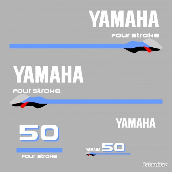 1 kit stickers YAMAHA 50cv serie 3 pour capot moteur hors bord bateau autocollants decals
