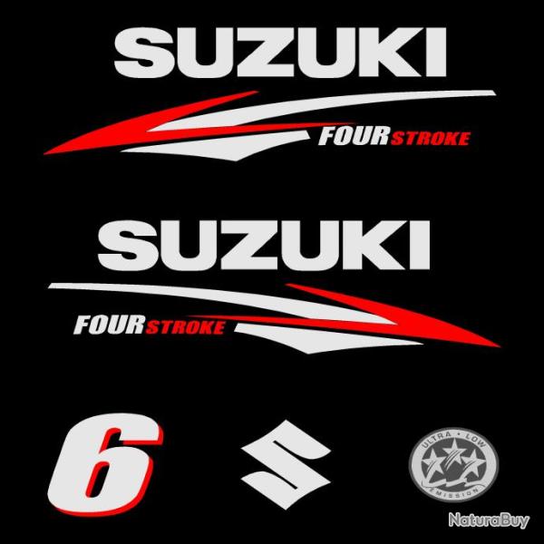 1 kit stickers SUZUKI 6cv serie 2 pour capot moteur hors bord bateau autocollants decals