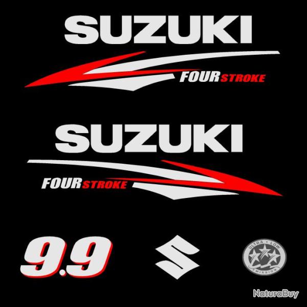 1 kit stickers SUZUKI 9.9cv serie 2 pour capot moteur hors bord bateau autocollants decals