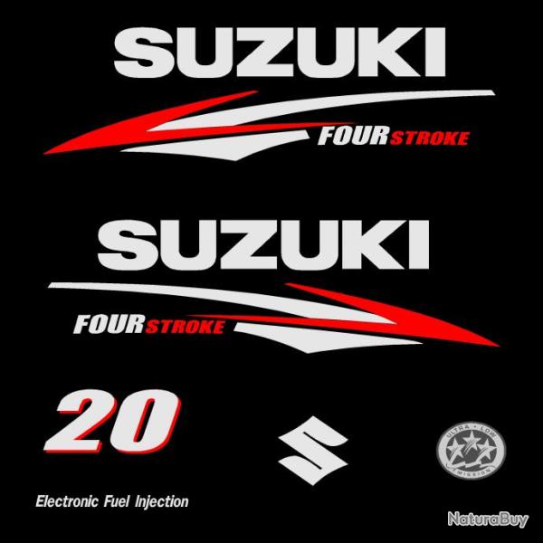 1 kit stickers SUZUKI 20cv serie 2 pour capot moteur hors bord bateau autocollants decals