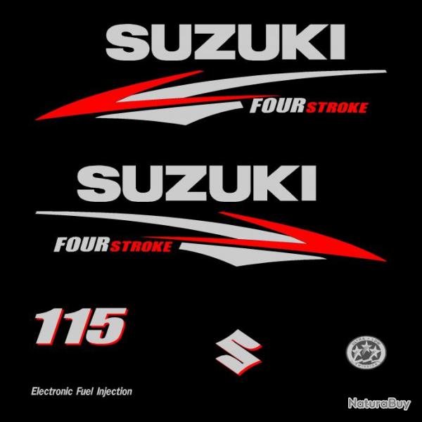 1 kit stickers SUZUKI 115cv serie 2 pour capot moteur hors bord bateau autocollants decals