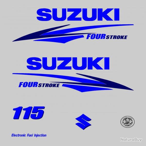 1 kit stickers SUZUKI 115cv serie 2 bleu pour capot moteur hors bord bateau autocollants decals