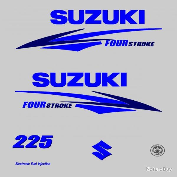 1 kit stickers SUZUKI 225cv serie 2 bleu pour capot moteur hors bord bateau autocollants decals